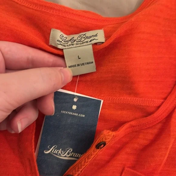 nwt women’s orange button lucky brand shirt - Picture 3 of 3